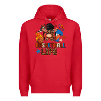 Red basketball life messy bun Premium Hoodie - FaDigitalArtStudio