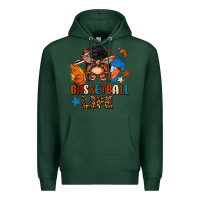 Sports Green basketball life messy bun Premium Hoodie - FaDigitalArtStudio