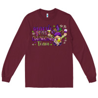 Burgundy Mardi Gras drinking team with gnome Long Sleeve Tee - HowdyJamesFarm
