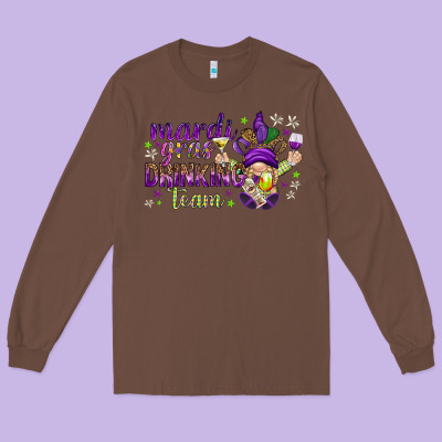 Mardi Gras Drinking Team With Gnome Long Sleeve Tee Designed By Howdyjamesfarm