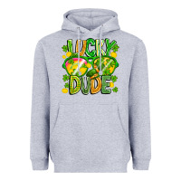 Heather Grey Lucky Dude Heavyweight Hoodie - CowhideDigitalArt