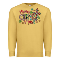 Antique Gold Merry Christmas Premium Sweatshirt - CowhideDigitalArt