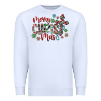 White Merry Christmas Premium Sweatshirt - CowhideDigitalArt