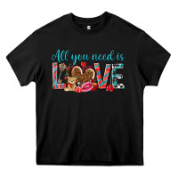 Black all you need is love Heavy Core Tee - NancyCooperArtShop