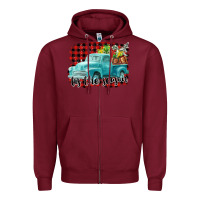 Burgundy Tis The Season Christmas Truck Zipper Hoodie - FaDigitalArtStudio