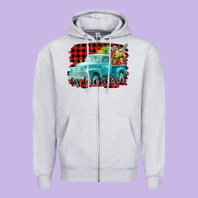 Tis The Season Christmas Truck Zipper Hoodie Designed By Fadigitalartstudio
