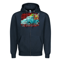 Navy Tis The Season Christmas Truck Zipper Hoodie - FaDigitalArtStudio