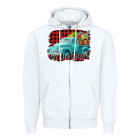 White Tis The Season Christmas Truck Zipper Hoodie - FaDigitalArtStudio