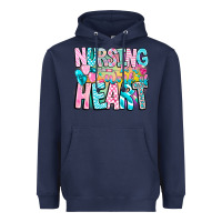 Navy Nursing is a work of heart Heavyweight Hoodie - CowhideDigitalArt