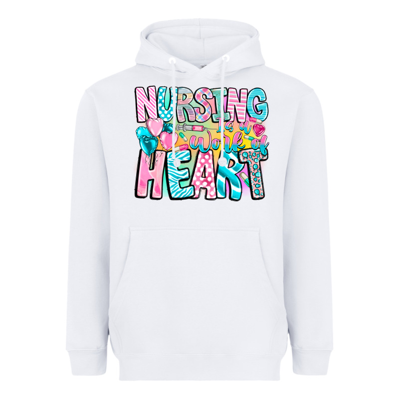 Nursing Is A Work Of Heart Heavyweight Hoodie by CowhideDigitalArt | Teevron