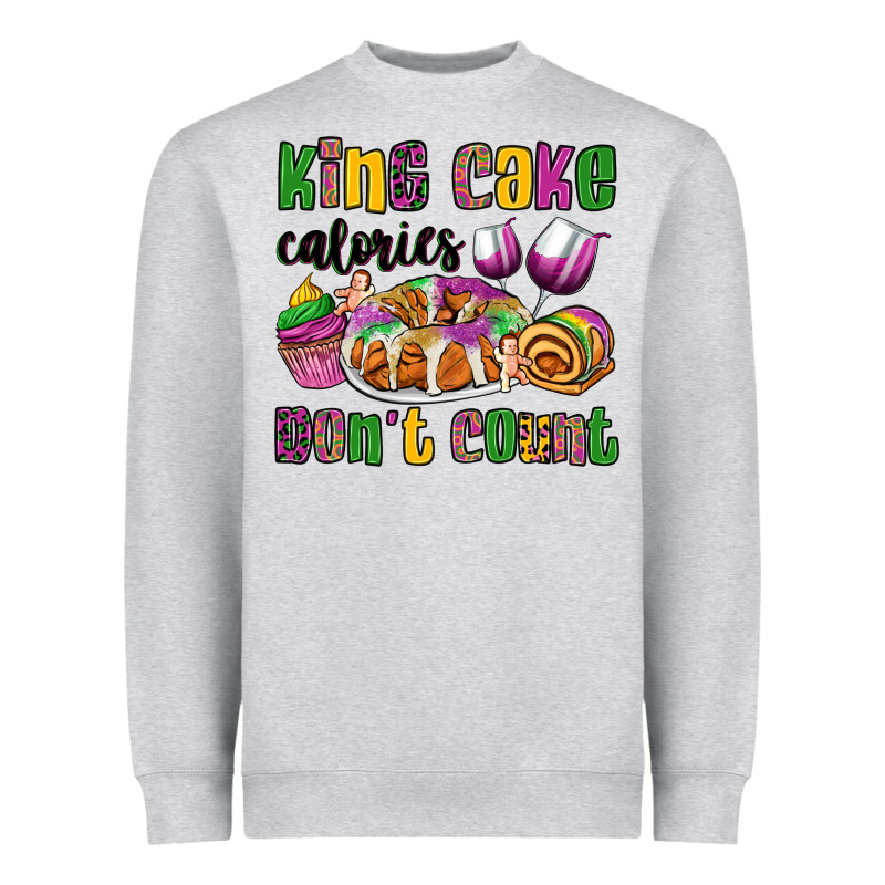 King Cake Calories Don't Count Mardi Gras Heavyweight Sweatshirt by OliviaCreatesArt | Teevron