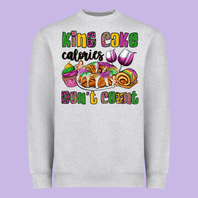 King Cake Calories Don't Count Mardi Gras Heavyweight Sweatshirt Designed By Oliviacreatesart