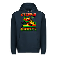 Navy steppin' into juneteenth Premium Hoodie - FaDigitalArtStudio