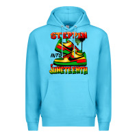 Ocean Blue steppin' into juneteenth Premium Hoodie - FaDigitalArtStudio