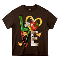 Chocolate Brown teacher love nca Heavy Core Tee - NancyCooperArtShop
