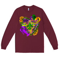 Burgundy Mardi Gras heart Long Sleeve Tee - HowdyJamesFarm