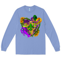 Colony Blue Mardi Gras heart Long Sleeve Tee - HowdyJamesFarm