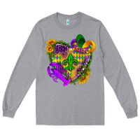 Heather Grey Mardi Gras heart Long Sleeve Tee - HowdyJamesFarm