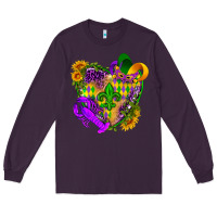 Plum Mardi Gras heart Long Sleeve Tee - HowdyJamesFarm