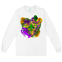 White Mardi Gras heart Long Sleeve Tee - HowdyJamesFarm