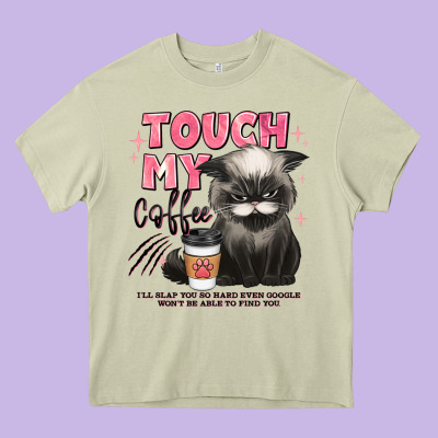 Touch My Coffee And Ill Slap You So Hard Grumpy Ca Heavy Core Tee Designed By Jahusdesignshop