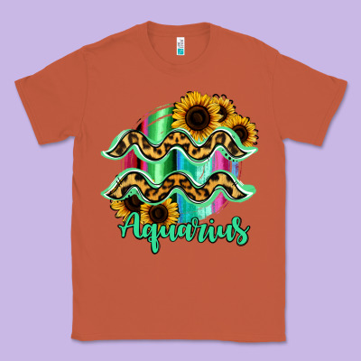 Aquarius Zodiac Sign Sunflower Leopard Serape Classic Tee Designed By Ranaportraitstore