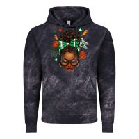 Cloud Black Afro Messy Bun Basketball Green Bow Vintage Hoodie - texasbilliewilder