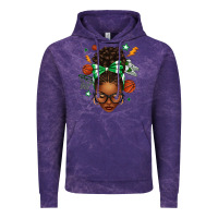 Cloud Purple Afro Messy Bun Basketball Green Bow Vintage Hoodie - texasbilliewilder