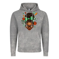 Cloud Rock Afro Messy Bun Basketball Green Bow Vintage Hoodie - texasbilliewilder