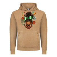 Vintage Camel Afro Messy Bun Basketball Green Bow Vintage Hoodie - texasbilliewilder