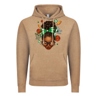 Vintage Coffee Afro Messy Bun Basketball Green Bow Vintage Hoodie - texasbilliewilder