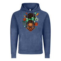 Afro Messy Bun Basketball Green Bow Vintage Hoodie | Teevron