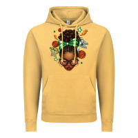 Vintage Mustard Afro Messy Bun Basketball Green Bow Vintage Hoodie - texasbilliewilder