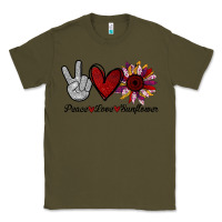 Army Green Peace Love Sunshine Sunflower Classic Tee - Bettercallsaul