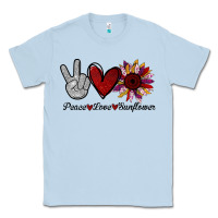 Dusty Blue Peace Love Sunshine Sunflower Classic Tee - Bettercallsaul