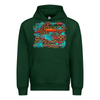 Forest Green western serape leopard bull skull turquoise  background Urban Hoodie - Artiststas