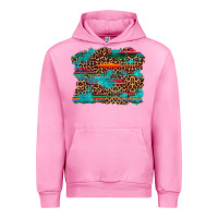 Fuchsia Pink western serape leopard bull skull turquoise  background Urban Hoodie - Artiststas