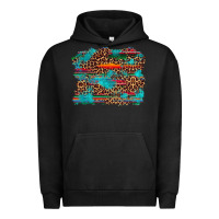 Pigment Black western serape leopard bull skull turquoise  background Urban Hoodie - Artiststas
