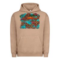 Pigment Burro western serape leopard bull skull turquoise  background Urban Hoodie - Artiststas