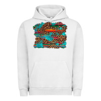 Pigment Lunar Rock western serape leopard bull skull turquoise  background Urban Hoodie - Artiststas