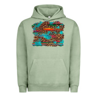 Pigment Oil Green western serape leopard bull skull turquoise  background Urban Hoodie - Artiststas