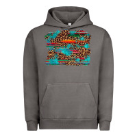 Pigment Tornado western serape leopard bull skull turquoise  background Urban Hoodie - Artiststas