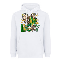 White Lucky Saint Patricks Day Heavyweight Hoodie - CowhideDigitalArt