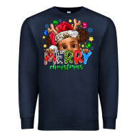Navy Merry Christmas Premium Sweatshirt - CowhideDigitalArt