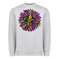 Heather Grey mardi gras sunflower Heavyweight Sweatshirt - OliviaCreatesArt
