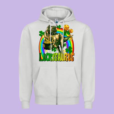 Luckysaurus Zipper Hoodie Designed By Fadigitalartstudio