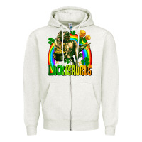 Oatmeal Heather luckysaurus Zipper Hoodie - FaDigitalArtStudio