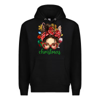 Black Christmas Messy Bun With Gingerbread Man Premium Hoodie - BundleAndBundleShop
