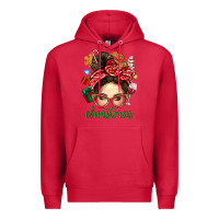 Cardinal Christmas Messy Bun With Gingerbread Man Premium Hoodie - BundleAndBundleShop