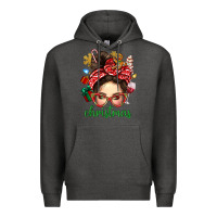 Charcoal Heather Christmas Messy Bun With Gingerbread Man Premium Hoodie - BundleAndBundleShop